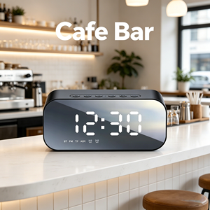 Altavoz con Espejo M3, Reloj Despertador de Escritorio con Radio FM, Tarjeta TF, Carga Tipo-C - Product Image 1