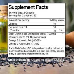 Cápsulas de Óleo de Semente Negra VitaHall Suplemento Herbal para Saúde Cardiovascular Extraído de Semente de Cominho Negro Softgel - Product Image 5
