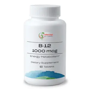 Private Logo Vitamine B12 Supplement Tablets B12 Vitamin Pills For Healthy Metabolism Essential For Healthy Skin, Hair & Nails