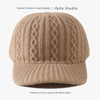 Topi Baseball Rajut 6 Panel Gaya Musim Dingin 100% Katun untuk Wanita, Warna Solid, Bordir Gaya Antik, Modis dan Trendi