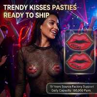 Prêt à expédier : Cache-tétons jetables en forme de lèvres rouges, tendance, pour un look séduisant en boîte de nuit et en soirée rave