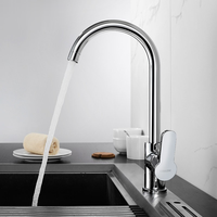 Robinet de cuisine en acier inoxydable 304 de haute qualité, moderne et élégant, à montage sur plan, monotrou, rotatif à 360 degrés