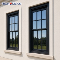 Ventanas Verticales de Doble Hoja de Aluminio Resistentes a Huracanes RICHOCEAN, Insonorizadas, con Doble Acristalamiento, Fáciles de Limpiar