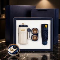 Coffret Cadeau d'Entreprise 3-en-1 Été : Ventilateur de Cou, Mug Isotherme, Parapluie Pliant 5 Volets – Cadeaux Exécutifs Personnalisables avec Logo – Boîte Cadeau