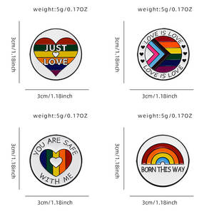 Fabricante YINI Pins de Esmalte Personalizados Arco-Íris LGBTQ+ - 4PCS Emblemas Inspiradores (Amor é Amor, Nascido assim) - Product Image 3