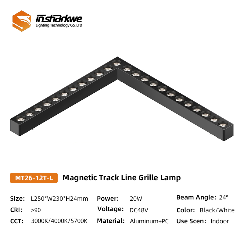 MT26-12T-L 90° Lampe à grille linéaire 20W