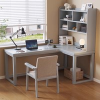 Bureau d'angle en bois massif, bureau de forme double L, bureau d'angle pour ordinateur à domicile, bureau long en forme de L près de la fenêtre