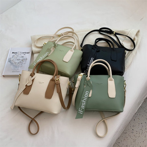 Borsa a forma di cuscino a tracolla di colore puro da donna di grande capacità con cerniera borsa in pelle portatile - Product Image 2