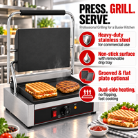 Presse à panini électrique commerciale en acier inoxydable et fonte, grill panini plat complet 220V, grill de contact à usage commercial
