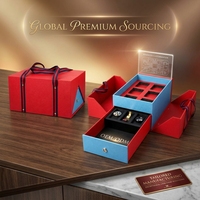 Boîte cadeau en cuir pour festival avec poignée en ruban et tiroir pour bouteille de vin, emballage de gâteaux de lune et de noix, étui multicouche rouge