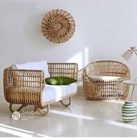 Canapé une place en teck de style nordique et chinois pour cour, jardin et extérieur - Modèle 605