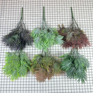 Nhà máy cung cấp Faux cây xanh lá bó hoa nhỏ nhân tạo Cây Cọ 7 dĩa nhựa lá cọ - Product Image 1