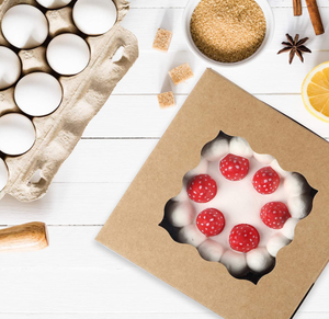 Recycled Bakery Boxes with Window Cookie Mini Cake Boxes Dessert Pastry Small Treat Boxes