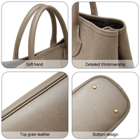 Sac à main en cuir pleine fleur structuré grande capacité pour le bureau et les trajets quotidiens, sac bandoulière pour femme, marque privée