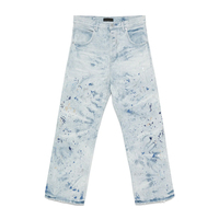Jeans en denim délavé à l'acide, style Y2K, hip-hop, graffiti, peinture éclaboussée, couleur délavée, ourlet brut, écologique, fabriqués sur mesure pour hommes