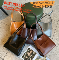 Sacs à main tendance en cuir véritable de haute qualité pour femmes, grande capacité, couleur unie, portables, décontractés, pour un usage quotidien