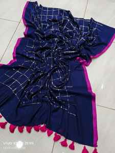 Sari de Algodón Tejido Akshay Sharma ENT con Blusa, Ecológico, de Secado Rápido, Ligero, Teñido Liso, Vestido de Novia para Niñas - Product Image 6