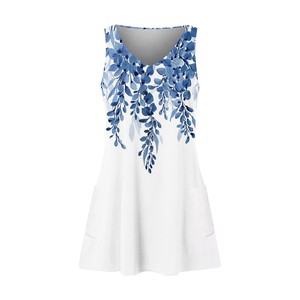Vestidos informales Midi sin mangas para mujer de alta moda Patrón floral personalizado Sólido Digital Venta al por mayor Vestido sin mangas con diseño ahumado-169 - Product Image 4