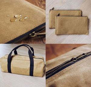 Free sample <b>Waxed</b> <b>Canvas</b> 16oz Heavy Duty Multi-purpose <b>Canvas</b> Zipper Tool Bag Utility Bag Organize Storage Pouch 3-pack - Product Image 4