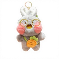 Porte-clés Lapin en Peluche Adorable, Pendentif Animal en Peluche, Breloque Poupée Douce, Accessoire de Sac avec Carotte et Lunettes, Cadeau Style Européen et Américain 3-8