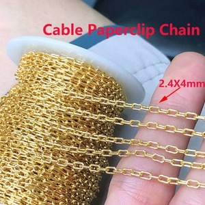 Chaîne en or véritable 14 carats plaqué or, chaîne en forme de trombone, longueur en mètres, largeur de 2,4 mm, chaînes allongées, vente en gros, chaînes brutes pour bricolage - Product Image 2