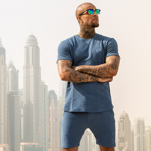 ชุดเสื้อกางเกงสองชิ้นสำหรับผู้ชายชุดเสื้อผ้าสองชิ้นทำจากผ้าฝ้ายชุดออกกำลังกายฟิตเนสชุดกีฬาชายฝาแฝด - Product Image 2