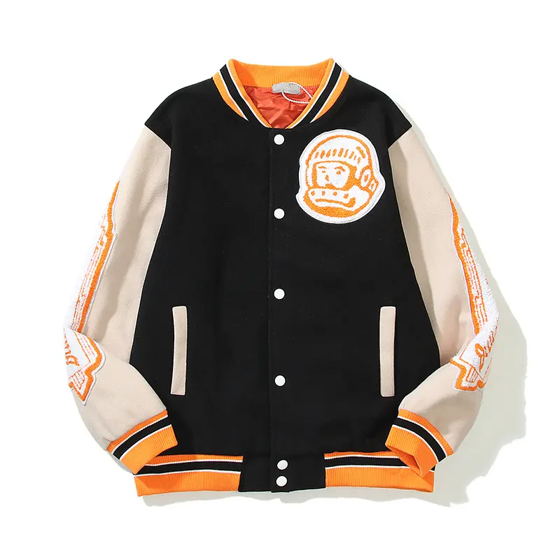 Jaqueta de beisebol personalizada para homens, jaqueta bomber de couro para faculdade, tecido bordado de alta qualidade, vintage, fabricante OEM