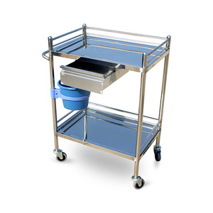 Chariot médical d'aide aux soins de santé 600x400x860mm en acier inoxydable, chariot de rangement pour hôpital - Product Image 4
