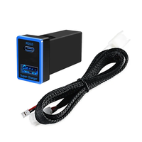 Prise de courant USB C 60W Toyota QC3.0, chargeur rapide pour voiture, adaptateur USB avec LED bleue pour Toyota Corolla Camry Prado Land Cruiser