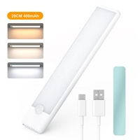 Lampe de placard à détecteur de mouvement, rechargeable par USB, éclairage LED sous armoire pour cuisine, 3 températures de couleur, intensité réglable