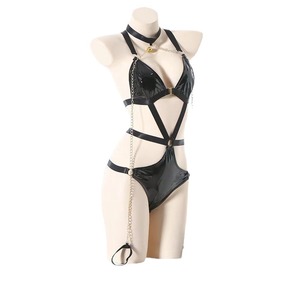 Man Yu Erotic Lingerie Maid Outfit SM Domination Tools Sexy Chain Bondage Queen Halter Leather Uniform Temptation - Product Image 5