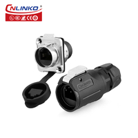 Connecteur femelle à bride métallique Cnlinko LP16 RJ45, étanche IP68, prise circulaire pour l'automatisation industrielle et les environnements difficiles