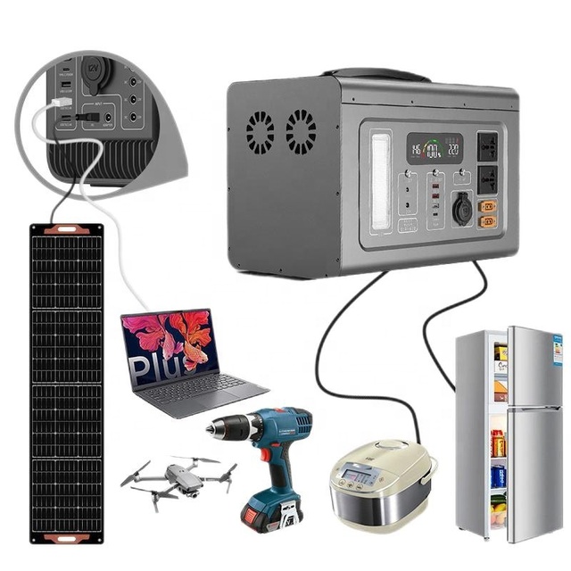 Camping Portable Power Station 1000W off Grid Solar Generator Lithium Ion MPPT Controller Car Flashlight Home Emergency Backup