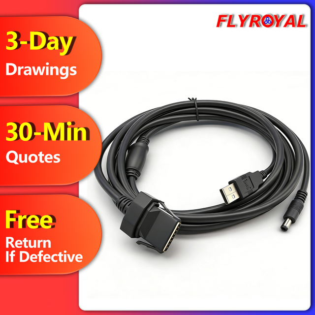 Factory Direct  Price 12V/24V Powered USB Cable 1M/2M  8 Pin Connector to DC  PVC Jacket Braid Shielding for Computer Printer