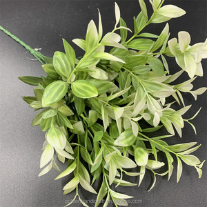 QSLH G-118 all'ingrosso piccole piante artificiali piante verdi 30cm 5 forchette piccolo bouquet colorato erba artificiale foglie artificiali - Product Image 4