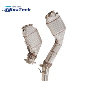 Downpipe FlowTech SS304 avec filtre sport haute performance 200 cellules pour BMW M3 F80 M4 F82 F83 S55 3.0T – Fixation directe par boulons - Product Image 2
