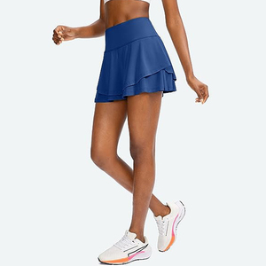 กระโปรงเทนนิสสำหรับผู้หญิงกระเป๋าใส่โทรศัพท์และลูกบอลสองชั้นมีซิประบายอากาศได้ดียกสูง - Product Image 2