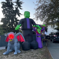 Décoration Gonflable d'Halloween Multi-figurines : Fantôme et Démon Gonflables LED Étanche pour Affichage Extérieur en Jardin