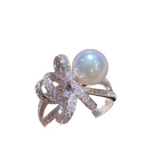 Heavy Industry's Exquisite Hong Kong Style 7-6mm Natural Pearl Earrings Flawless <b>Ribbon</b> Bow Design Pure <b>Silver</b> Thick Version - Product Image 5