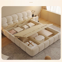 Lit Double Moderne Rembourré Luxueux et Écologique, Meilleure Vente, avec Rangement Intégré, Réglable, Taille King, Idéal pour Filles, Ados et Chambres Parentales