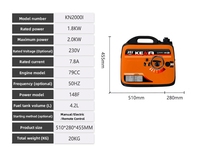 Tragbarer 4-Takt Dual-Fuel Inverter Generator 1,8-2kW 230V Leiser Benzin-LPG-Generator mit Fernstart für Outdoor-Camping