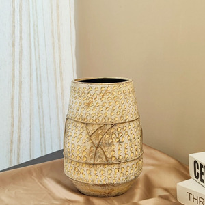 Vaso da fiori artigianale in <span class=keywords><strong>gres</strong></span> smaltato stile retrò con bocca irregolare a forma di pancia grande, <span class=keywords><strong>per</strong></span> balcone, giardino e casa - Product Image 2