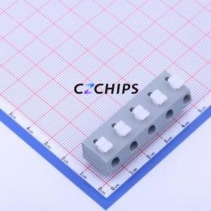 KF202-10.0-5P Spring Terminal Block Through hole Component (THT),P=10mm Connector 1x5P 10mm Gray 5P - Product Image 1