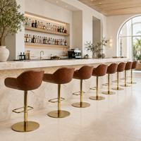 Fournisseur de chaises DM, tabouret de bar personnalisé en similicuir avec dossier et accoudoirs, siège pivotant réglable pour comptoir de cuisine et bar à domicile