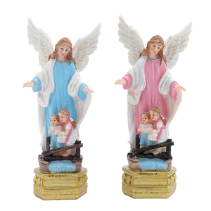 Estatuas de Ángel de 6 pulgadas, escultura de Ángel de resina, decoración de Ángel rosa y azul en la Base, figuritas, regalo religioso - Product Image 1