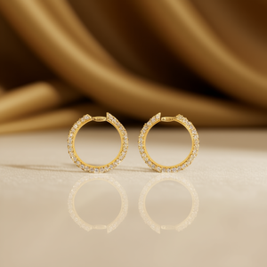 Orecchini a Cerchio Sebienc Placcati Oro con Cristalli e Strass, Lussuosi per Uso Quotidiano Femminile E2129 - Product Image 2
