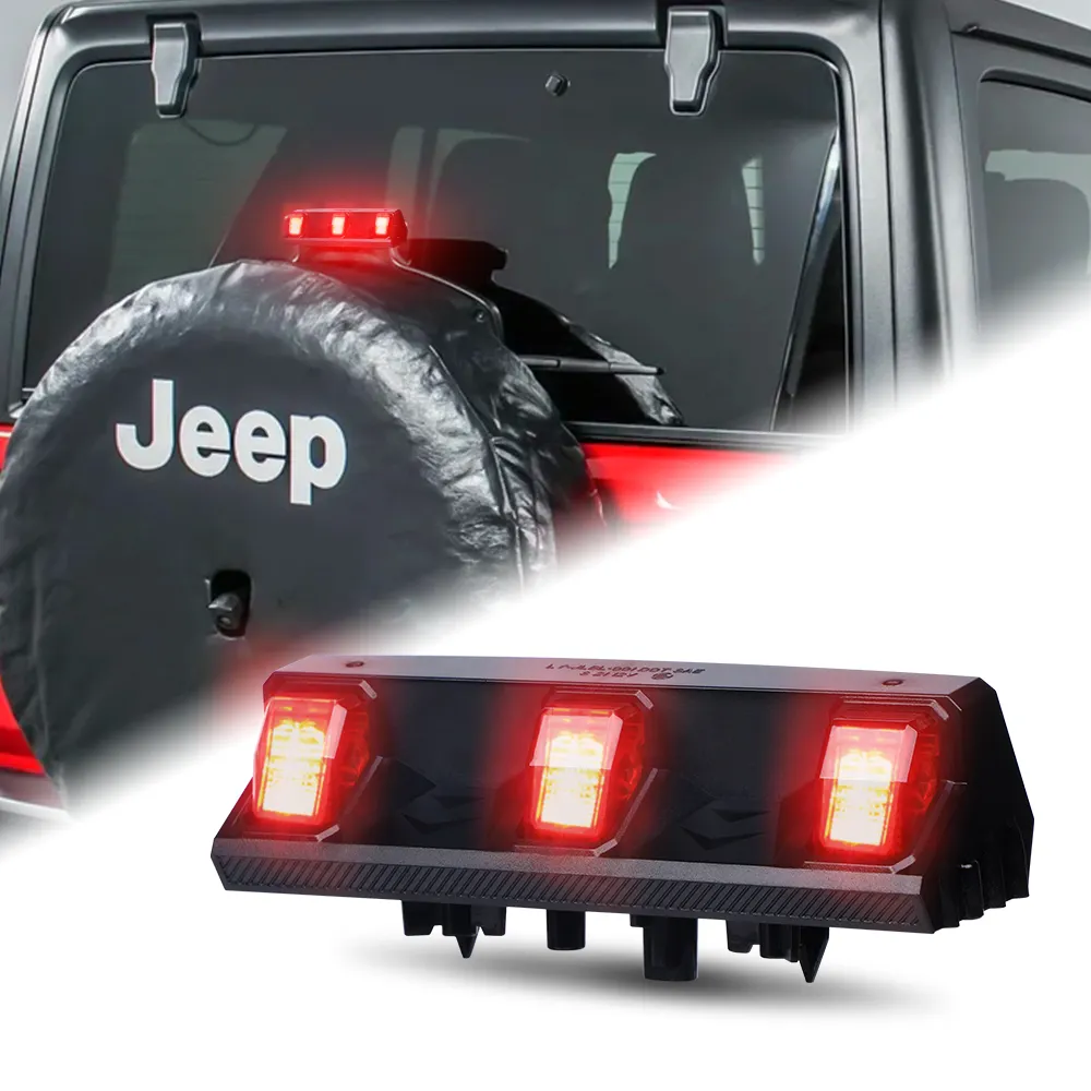 Loyo Third Brake Led Stop Lights Red Lens Tail Reverse Lamps For 2018+ Jeep Wrangler Jl Indicators Led Turn Signal Lights