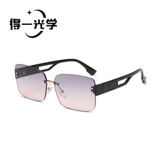 Frameless <b>Sunglasses</b> Black Metal UV400 Women Fashion Sun Protection - Product Image 4
