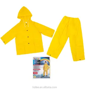 Twenty Years Supplier Hollee Supply Custom PVC Yellow Kids Raincoat with Pants Children Rain Suit