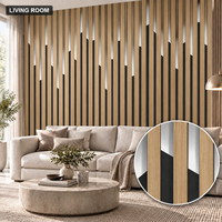 Papier peint autocollant à motif de lattes de bois clair 60x60cm avec surface en PET et mousse IXPE pour murs intérieurs